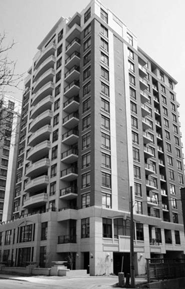 Illustration of a multi-story condominium apartment building